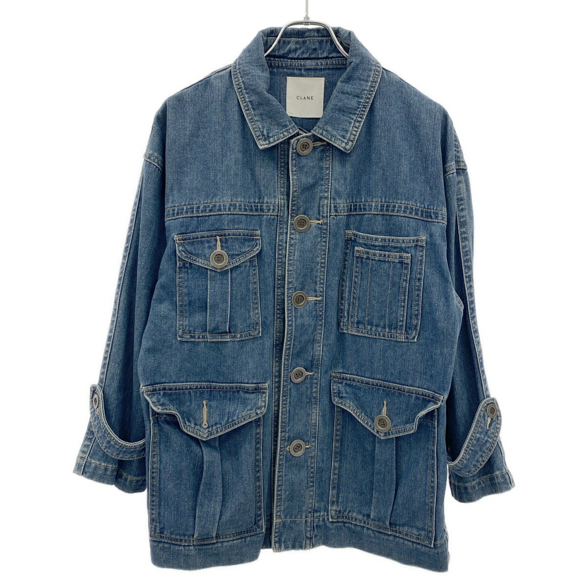CLANE クラネ LOOSE WIDE COVERALL デニムカバーオールジャケット 16104-0601 インディゴ 1 【中古】 ITLXQRB0L62A｜MODESCAPE 店