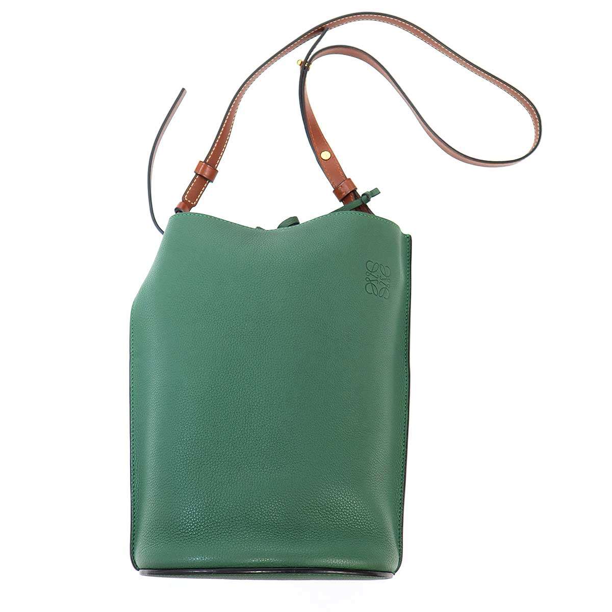 LOEWE ロエベ ゲート バケット レザーショルダーバッグ グリーン 【中古】 ITY3DOCRLMM8｜MODESCAPE 店
