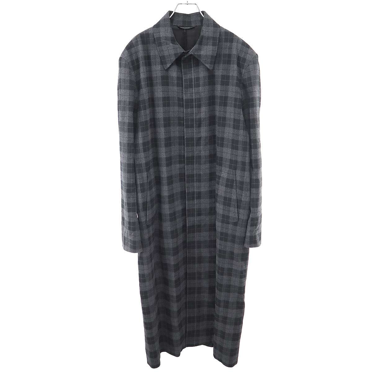 BALENCIAGA バレンシアガ 19AW チェックロングコート 583833 TEM20 ブラック グレー 46 【中古】 ITHPDGSUT9EY｜MODESCAPE 店
