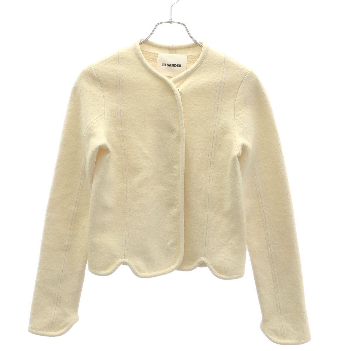 JIL SANDER ジルサンダー 23AW ノーカラーフェルトジャケット J02BN0131 アイボリー 34 【中古】 ITJEEMY0K50G｜MODESCAPE 店