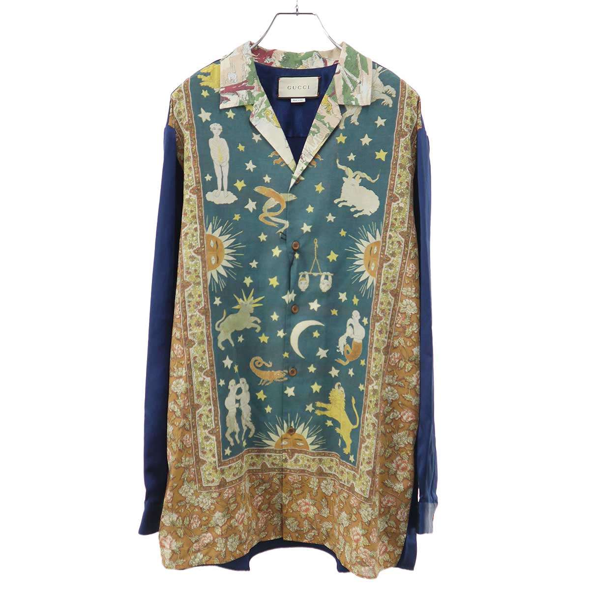 GUCCI グッチ 19AW ゾディアックシャツ 595375 ブルー 46 【中古】 ITK8KFDF2YJY|MODESCAPE 店