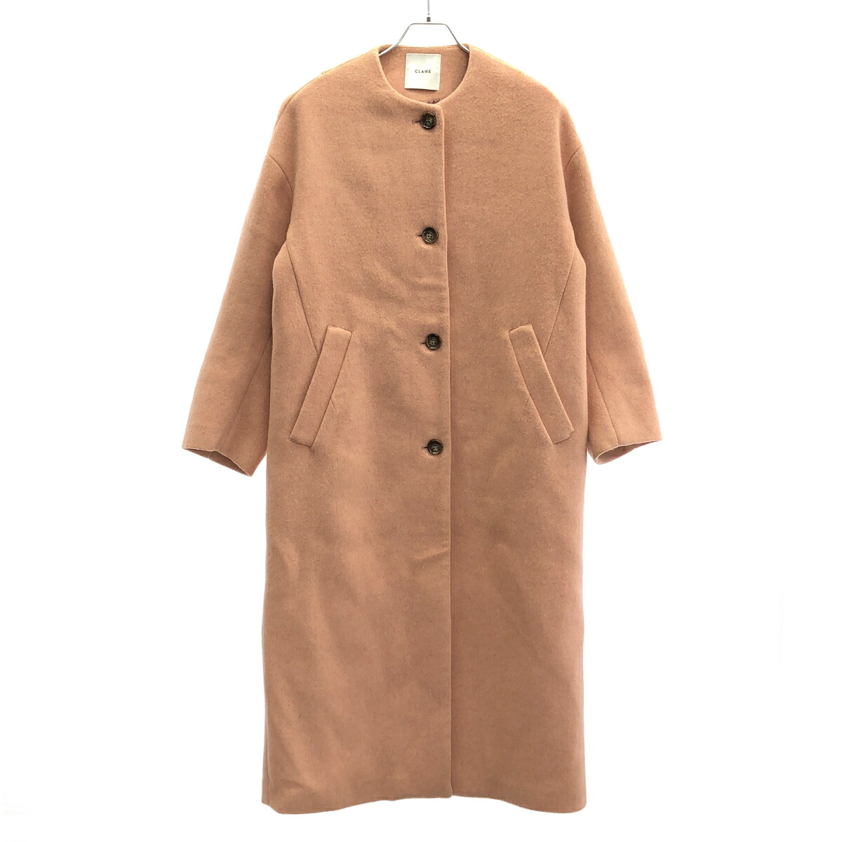 CLANE クラネ カラーレスウールコクーンコート 11101-0042 ピンク 1 【中古】 ITMH5ZT1HQGB｜MODESCAPE 店