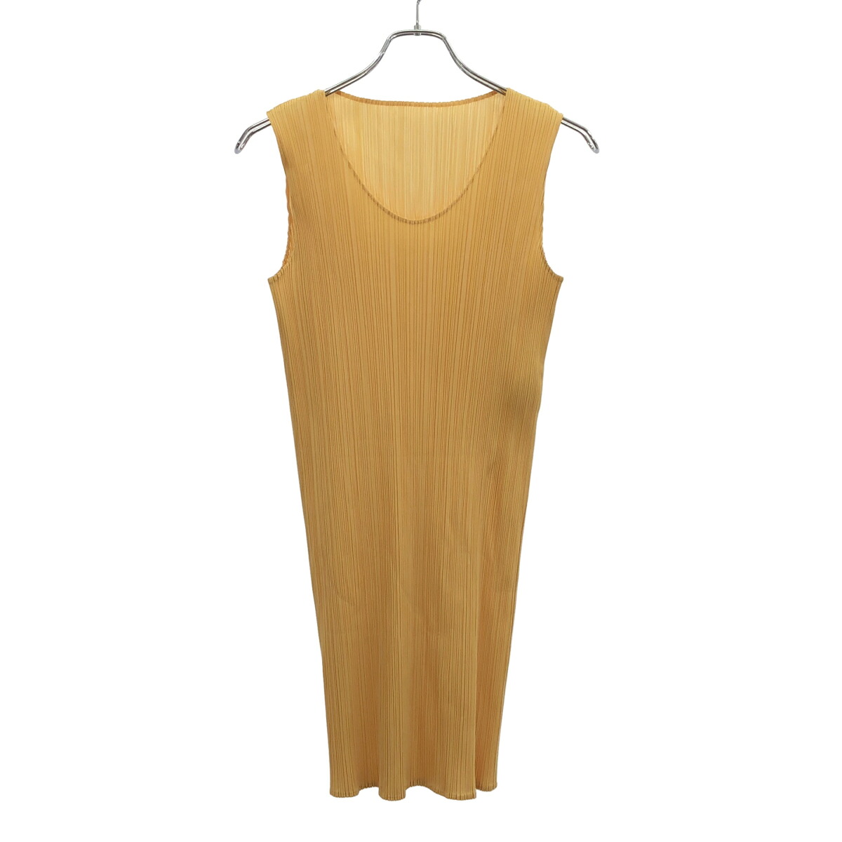 PLEATS PLEASE ISSEY MIYAKE プリーツプリーズ イッセイミヤケ ノースリーブポリエステルチュニックワンピース PP51-JH619 イエロー 4 【中古】 ITM9LW0NZ89O|MODESCAPE 店