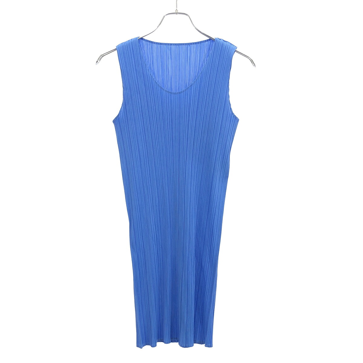 PLEATS PLEASE ISSEY MIYAKE プリーツプリーズ イッセイミヤケ ノースリーブプリーツワンピース PP51-JH619 ブルー 4 【中古】 ITHO0VJ04WZS|MODESCAPE 店