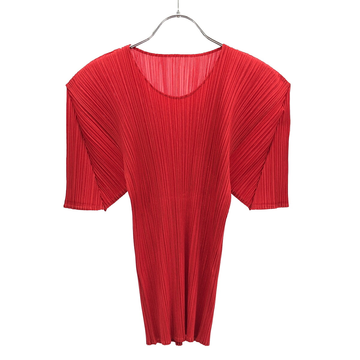 PLEATS PLEASE ISSEY MIYAKE プリーツプリーズ イッセイミヤケ プリーツTシャツ PP63-JK204 レッド 3 【中古】 IT8TRH342XGG|MODESCAPE 店
