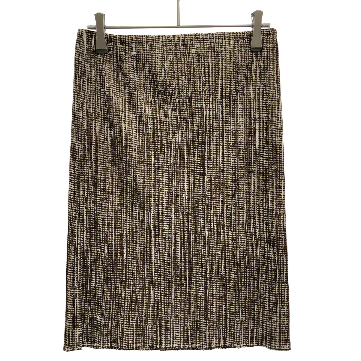PLEATS PLEASE ISSEY MIYAKE プリーツプリーズ イッセイミヤケ ミックスチェックプリーツスカート PP71-JG712 ブラウン系 3 【中古】 ITYSBZ31Z0A8｜MODESCAPE 店