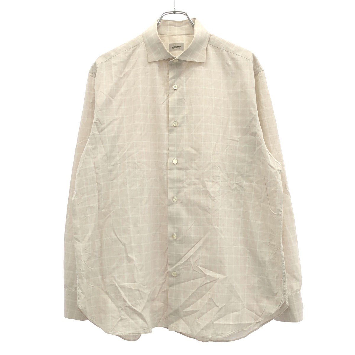 Brioni ブリオーニ チェック柄長袖シャツ ベージュ系 5 【中古】 ITG4INLEBHXY|MODESCAPE 店