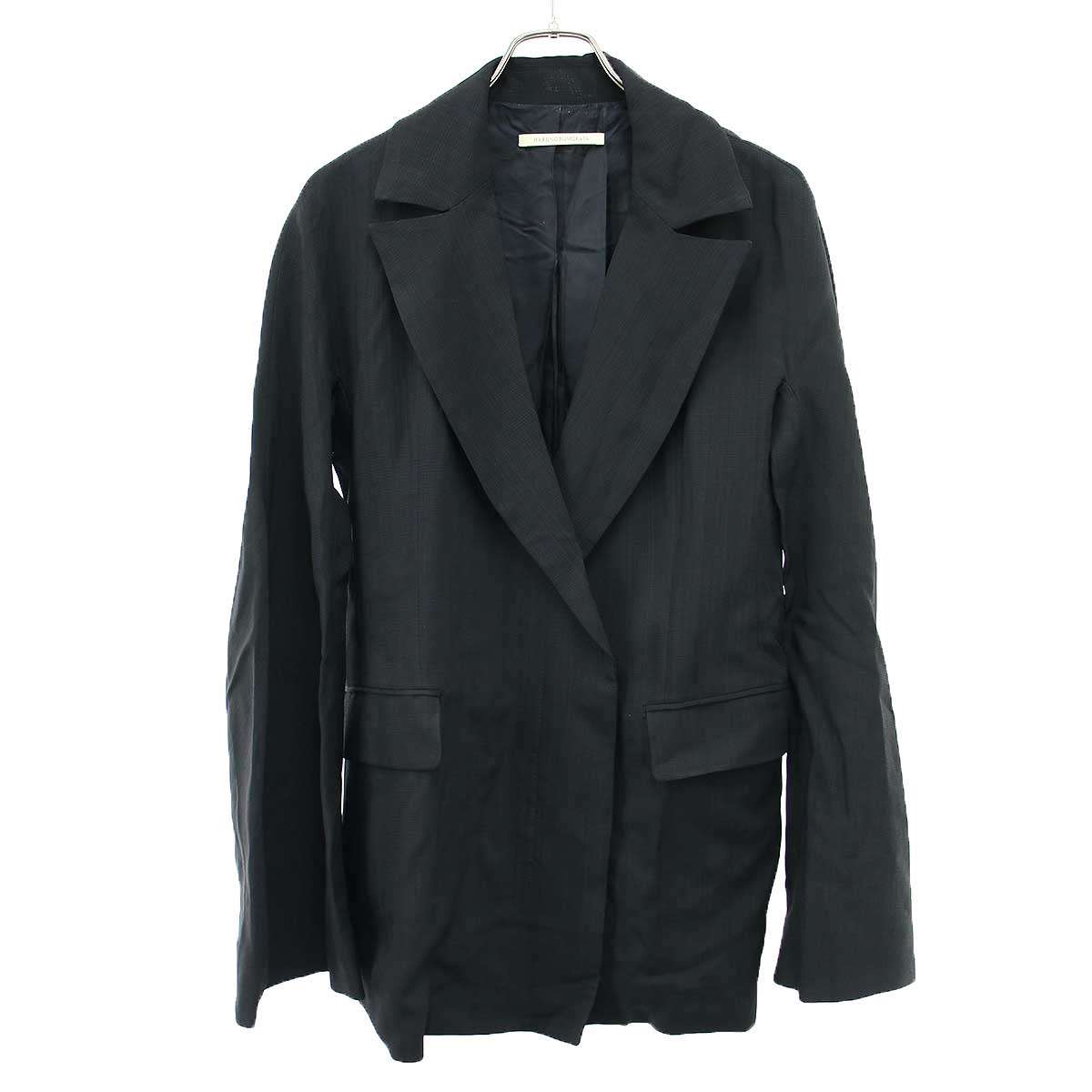 HARUNOBUMURATA ハルノブムラタ 26SS NATIA VISCOSE FLARED SLEEVE JACKET フレアスリーブテーラードジャケット HM26S246-STY14 ブラック 36 【中古】 ITJHBWTZJ88K｜MODESCAPE 店