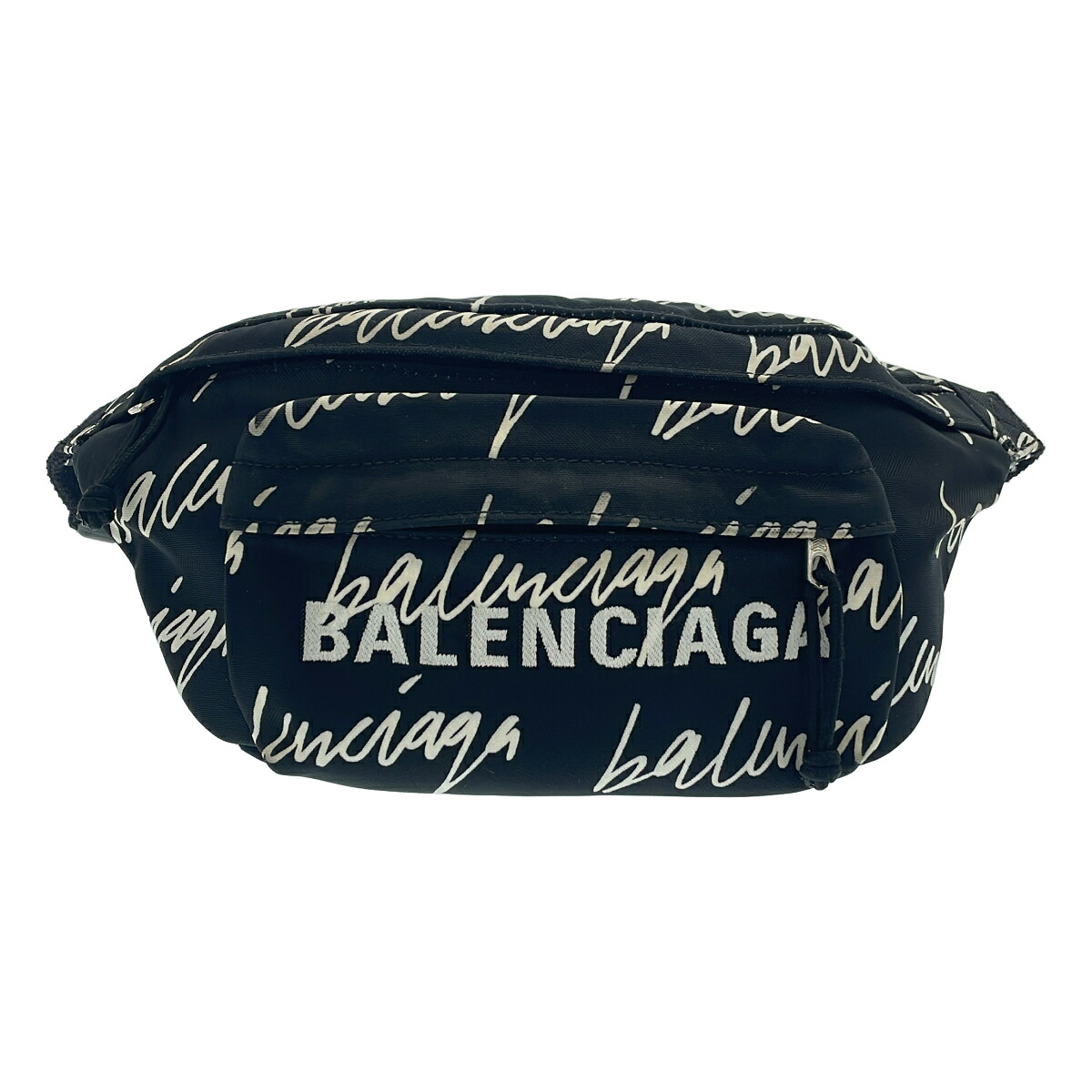BALENCIAGA バレンシアガ ウェーブロゴ ウィール ウエストボディバッグ 533009 ブラック 【中古】 ITHP7M8CBKMA｜MODESCAPE 店