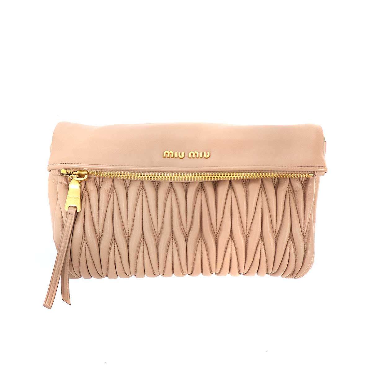 miu miu ミュウミュウ マテラッセ ショルダークラッチバッグ RP0363 ピンク 【中古】 IT8PRQ1QPRHM|MODESCAPE 店