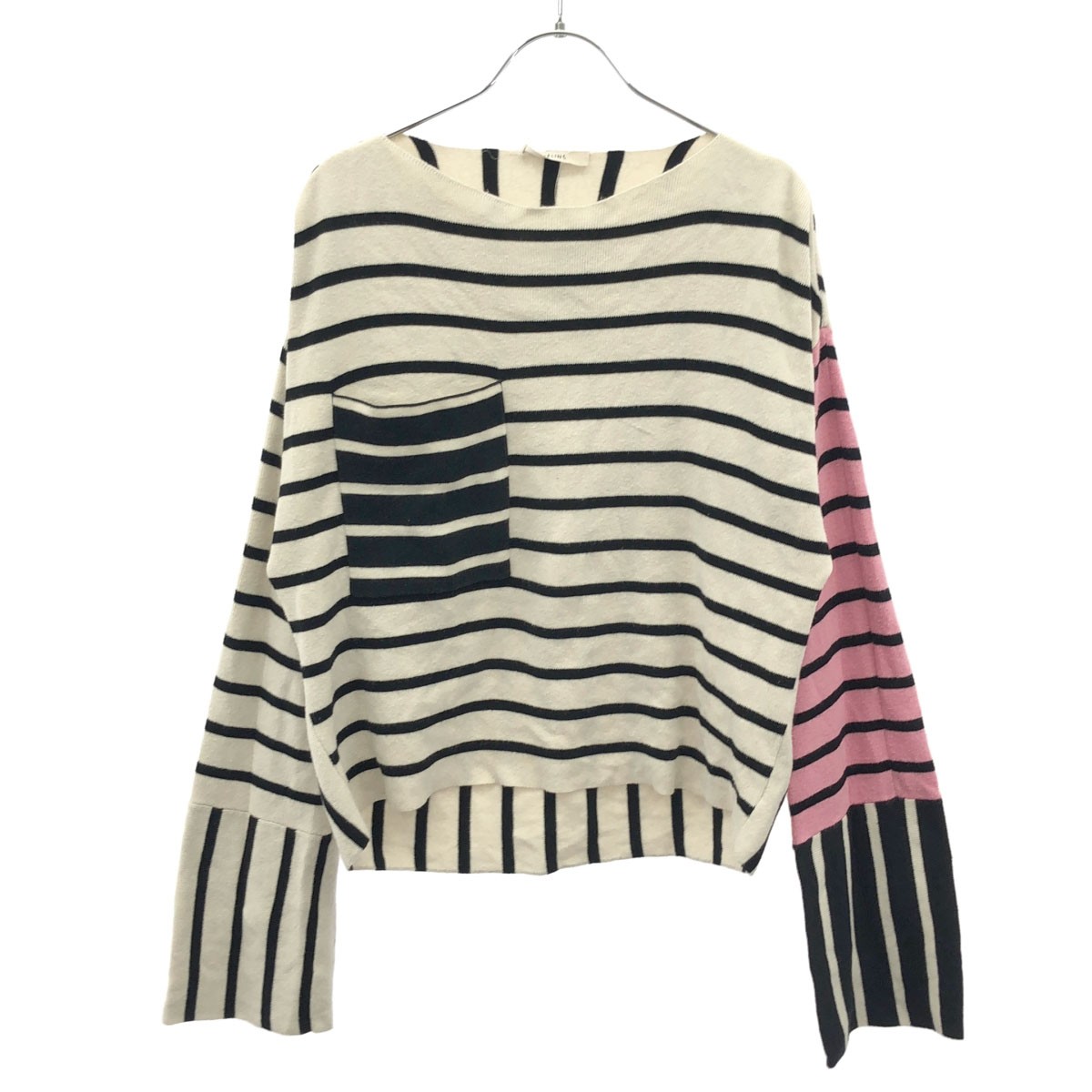 CELINE by Phoebe Philo セリーヌ フィービーファイロ ロングスリーブボーダートップス 2 3EU4/805A アイボリー系&times;マルチカラー S 【中古】 ITGW4KDKTN14｜MODESCAPE 店