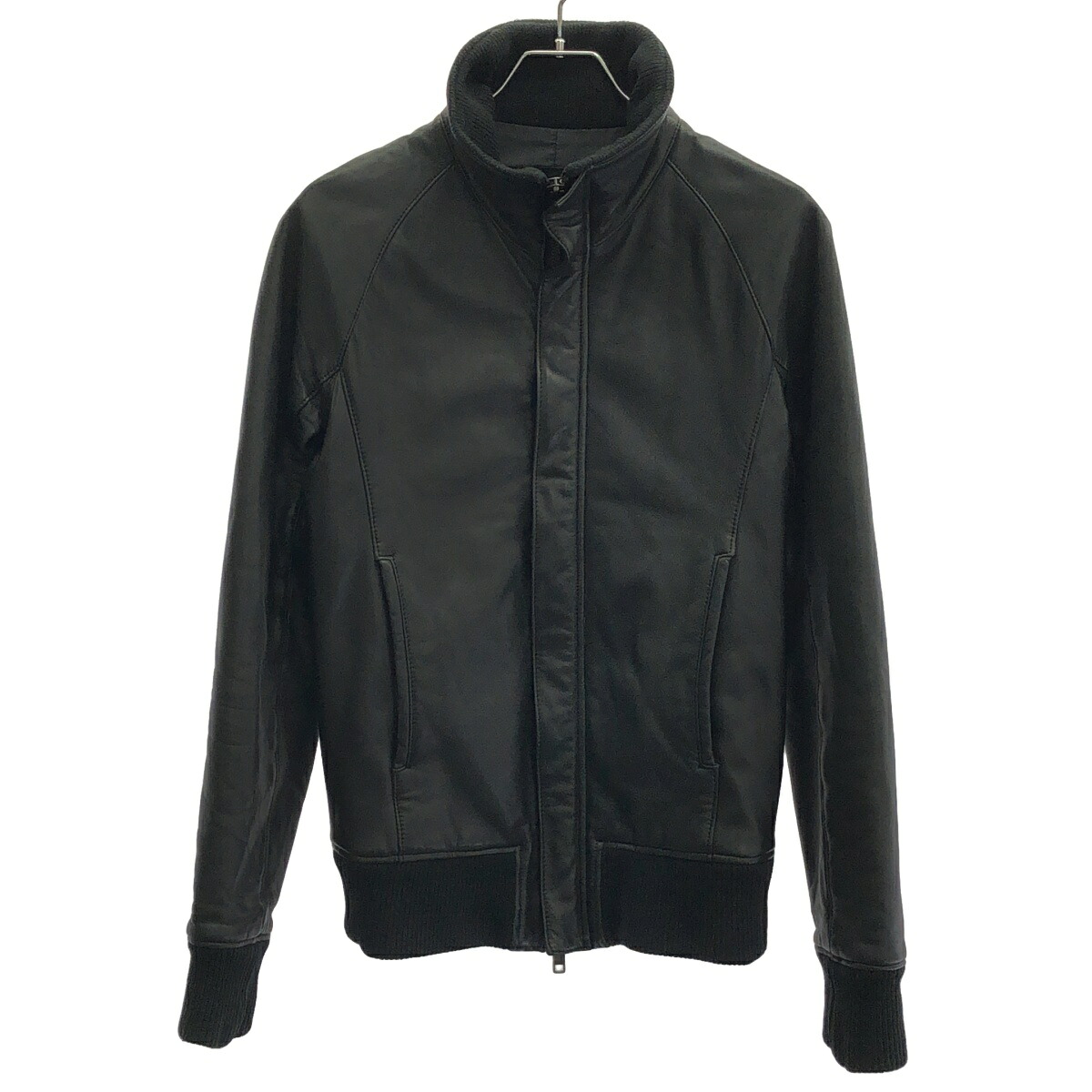 AKM エイケイエム RIBA ENTREFINO LAMB LEATHER STAND TRACK JACKET ラムレザージャケット B244 ブラック S 【中古】 ITI893JK1PKC|MODESCAPE 店