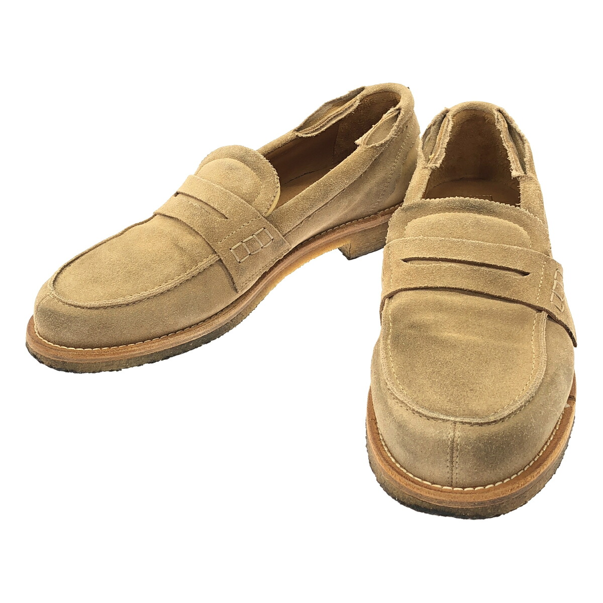 GOLDEN GOOSE ゴールデン グース LOAFFER WITH SPUR ダメージ加工スウェードレザーローファー ベージュ 43 【中古】 IT83U5KTGKMY|MODESCAPE 店