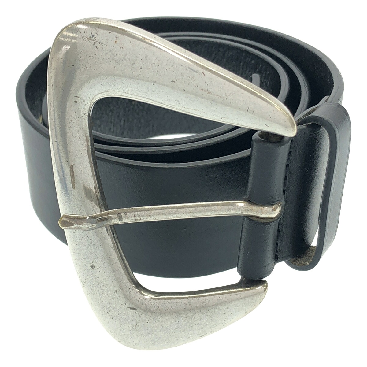 MAISON BOINET メゾンボワネ BIG BUCKLE BELT40 レザーベルト ブラック 75/30 【中古】 IT28R9LQEK9O|MODESCAPE 店