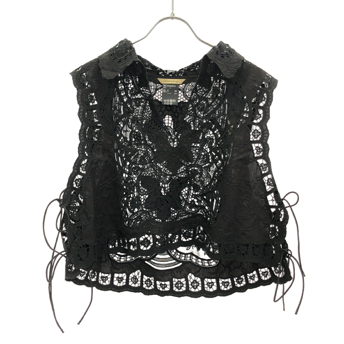 Curensology カレンソロジー エンブロイダリーブラウス ビスチェ CL506007ER ブラック F 【中古】 ITGLJAF6YFOO|MODESCAPE 店