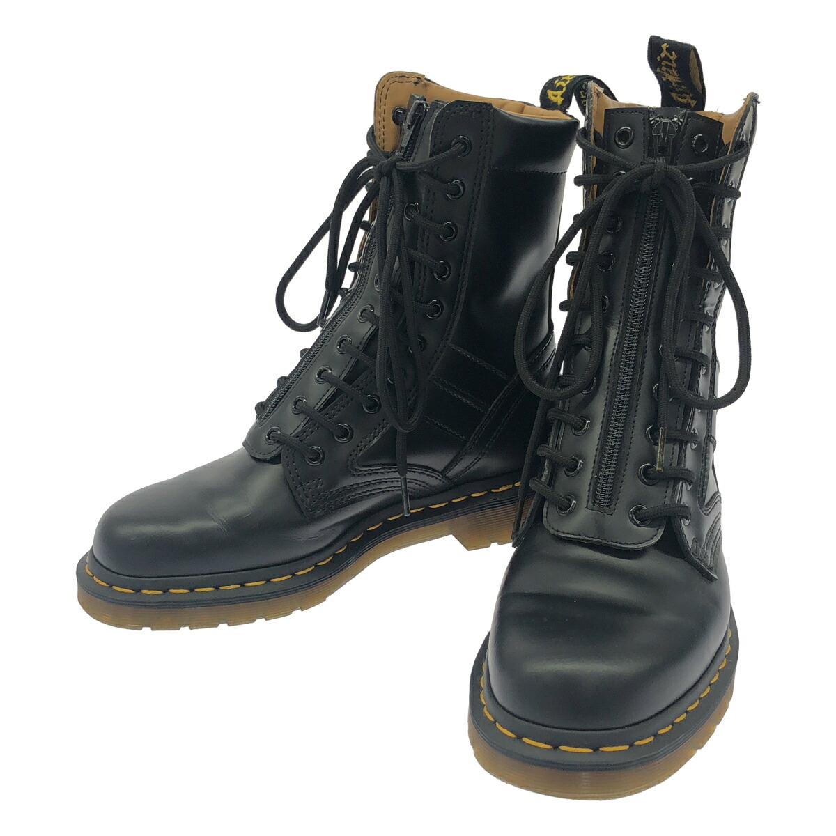 Yohji Yamamoto&times;Dr.Martens ヨウジヤマモト&times;ドクターマーチン YY ZIP 10ホールフロントジップブーツ AW006 CK03T ブラック UK6 【中古】 IT3T05RGI8O8｜MODESCAPE 店