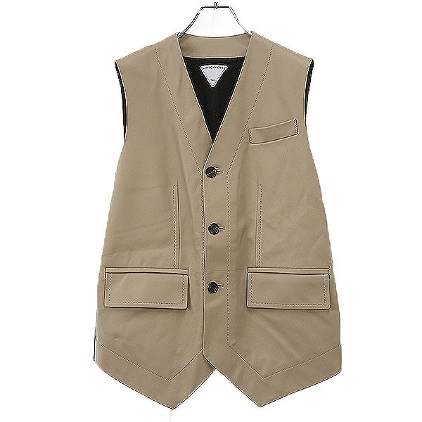 BOTTEGA VENETA ボッテガヴェネタ 25SS オーバーサイズラムレザーベスト 829188 V3Y60 ベージュ 34 【中古】 ITVEHCYOAJ54｜MODESCAPE 店