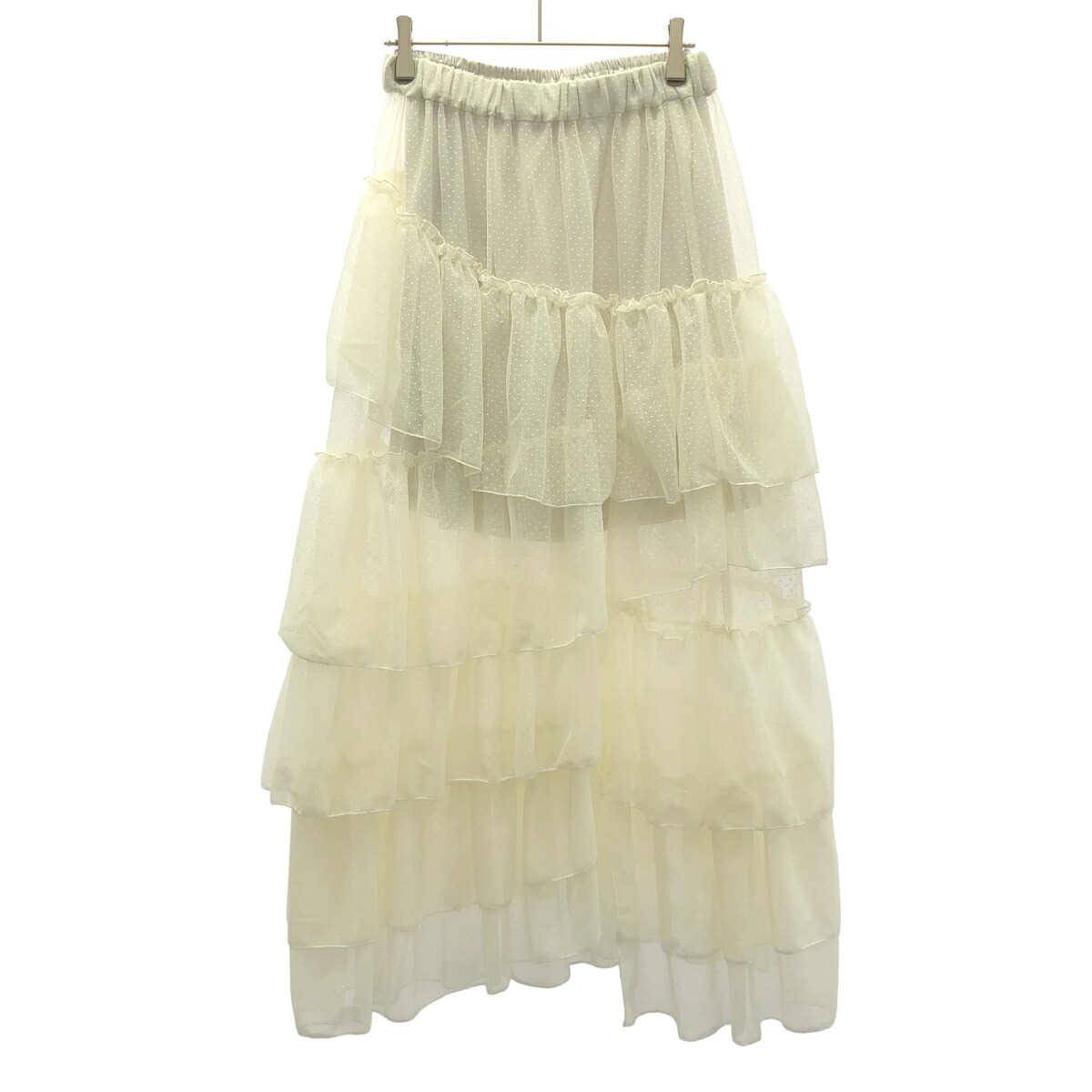 CODE A コードエー M dramatic dot tulle skirt ドットフリルスカート R99-75232 ホワイト S 【中古】 ITIBREUH4PUS|MODESCAPE 店
