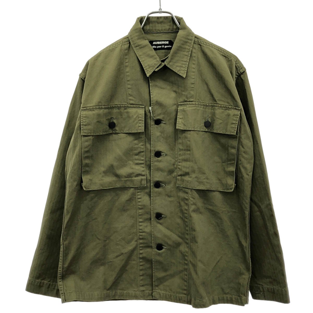 AUBERGE オーベルジュ Brilla per il gusto別注 M-43 ヘリンボーンミリタリーシャツ カーキ 38 【中古】 IT6H0F8H3EKF|MODESCAPE 店