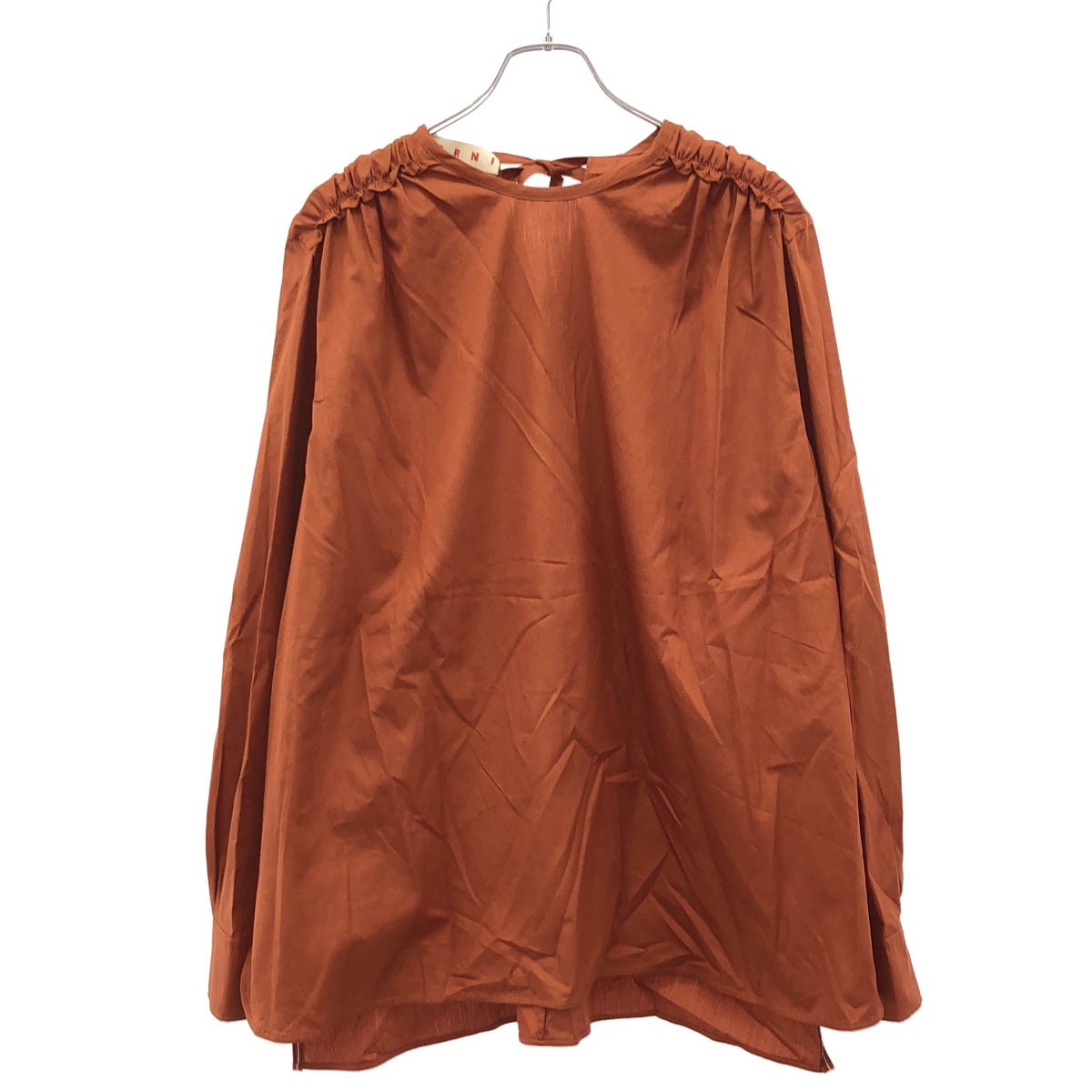 MARNI マルニ 22SS コットンポプリンギャザーショルダープルオーバーブラウス CAMA0462A1 ブラウン 42 【中古】 IT752HN0A3K7｜MODESCAPE 店