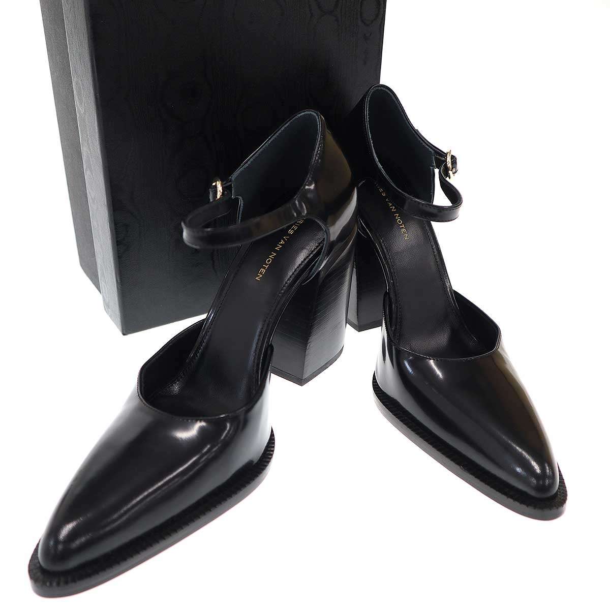 DRIES VAN NOTEN ドリスヴァンノッテン チャッキーヒール ストラップシューズ WW232 940 H95 ブラック 37 【中古】 ITZH0F7O3BJX|MODESCAPE 店