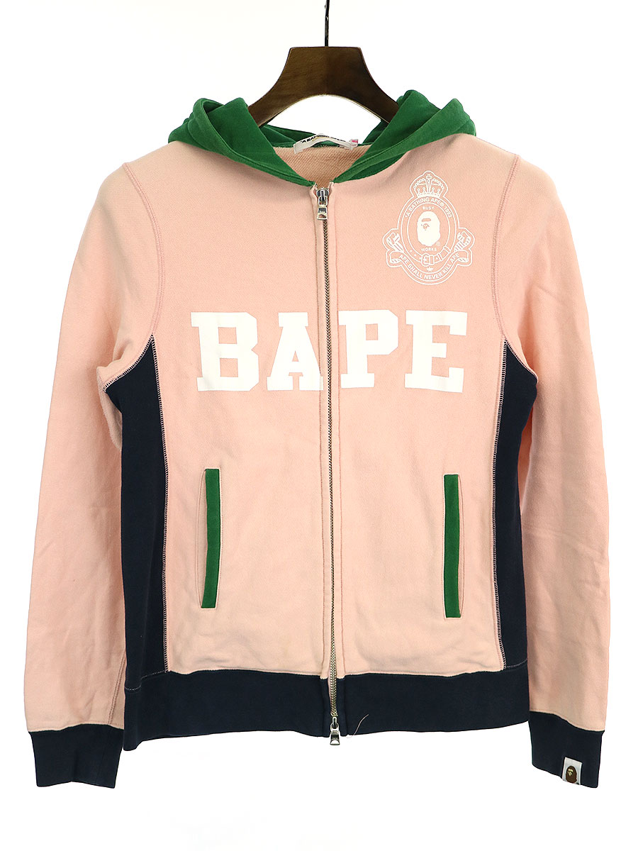 楽天市場 中古 A Bathing Ape ア ベイシング エイプ ジップアップスウェットパーカー ピンク Xs レディース Modescape 楽天市場店