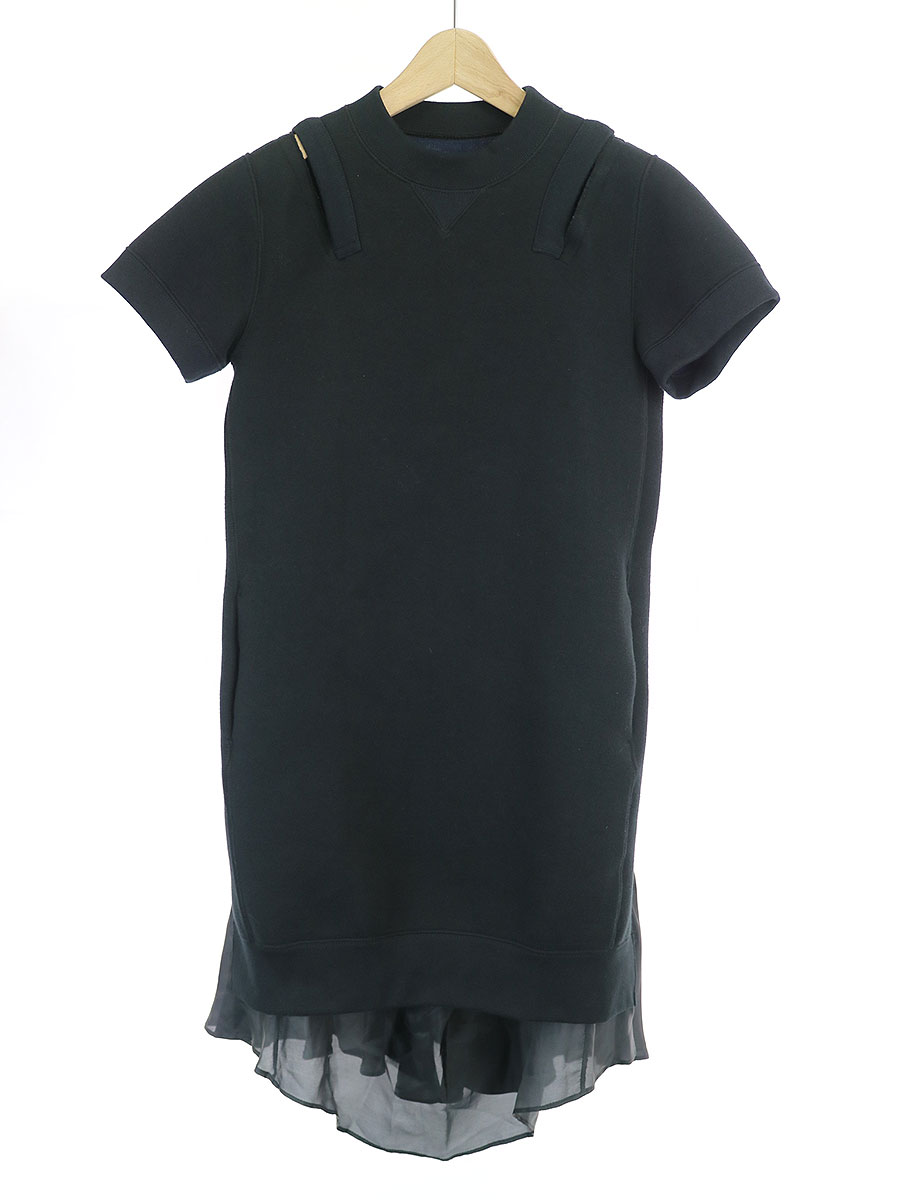 高知インター店 中古 Sacai サカイ 16ss バッグデザイン切替カッティングスウェットワンピース ブラック 1 レディース 格安 Www Estelarcr Com
