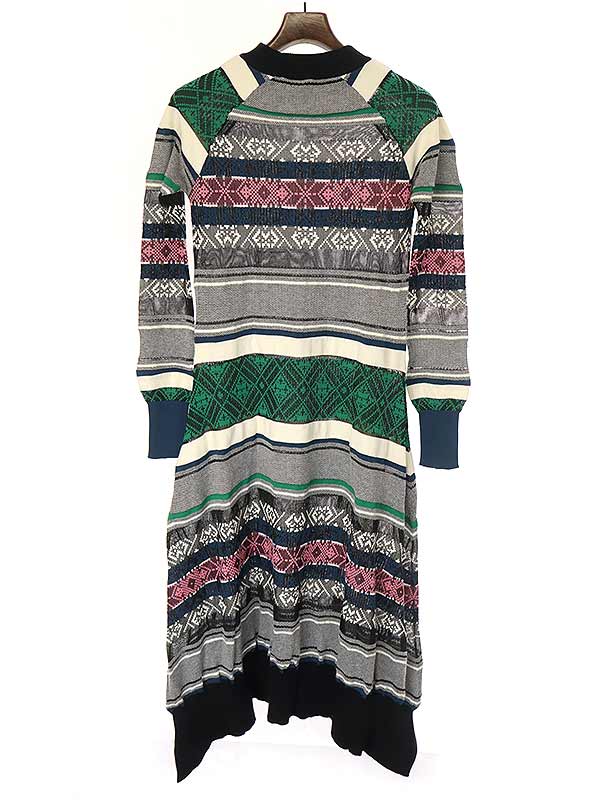 Sacai サカイ 22SS Rug Jacquard Knit Dress ラグジャカードニット