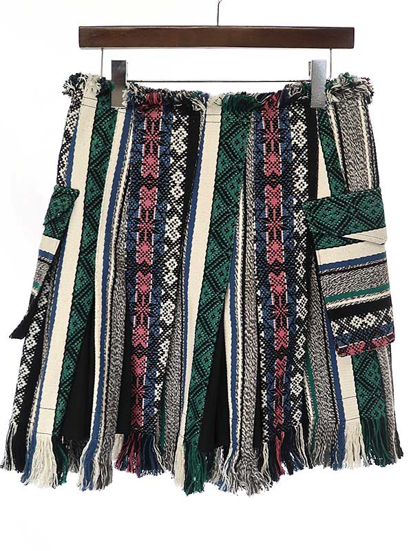 2 新品 22SS sacai ラグ ジャガード スカート RUG フリンジ | iagu.org