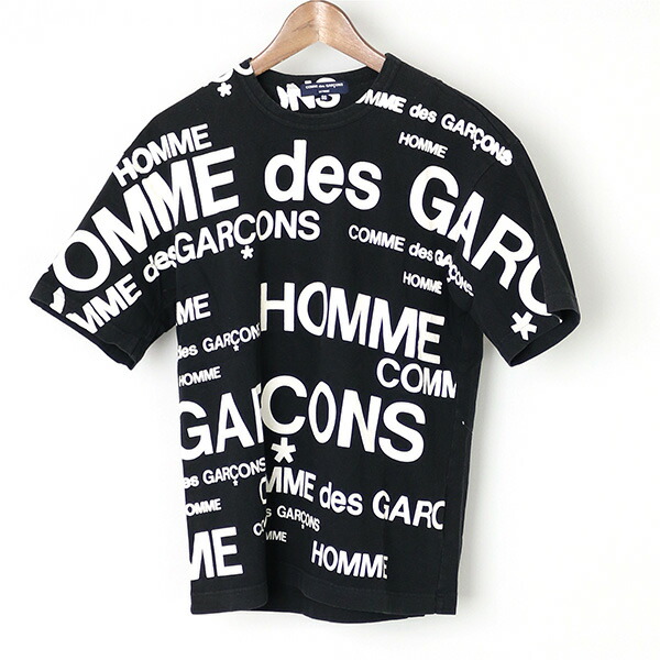 楽天市場 Comme Des Garcons Homme コムデギャルソン オム 07ss ペイント総ロゴプリントクルーネックtシャツ ブラック S 中古 Modescape 楽天市場店