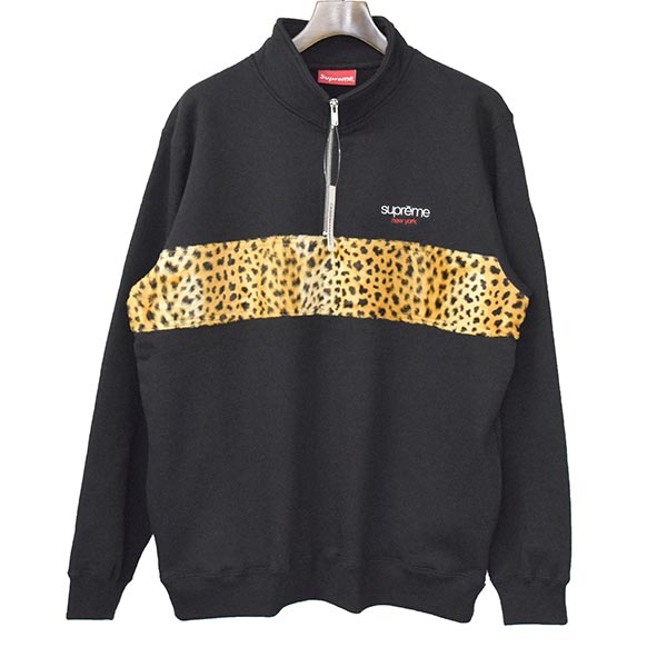 supreme leopard panel half zip