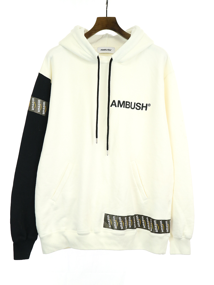 楽天市場 中古 Ambush アンブッシュ Amazonテーププリントプルオーバーパーカー ホワイト 3 メンズ Modescape 楽天市場店