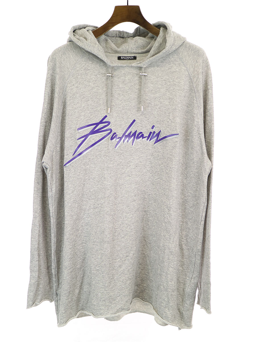 売れ筋ランキングも 中古 Balmain メンズ Xl グレー ロゴデザインカットオフプルオーバーパーカー 19aw オム バルマン Homme 1 Rashiastrologer Com