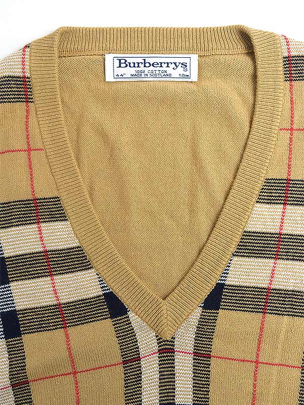 中古 Burberrys バーバリー ノヴァチェックニットベスト ベージュ 44 メンズ Sylvainpaley Cool