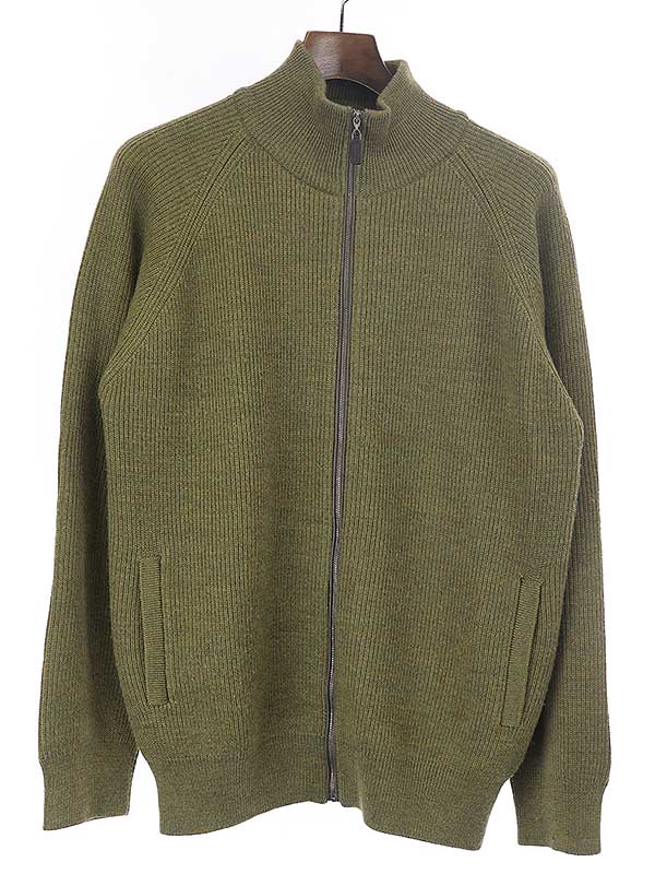 64 以上節約 Burberry London バーバリーロンドン チェックパッチジップアップウールニットセーター カーキ サイズ L メンズ 中古