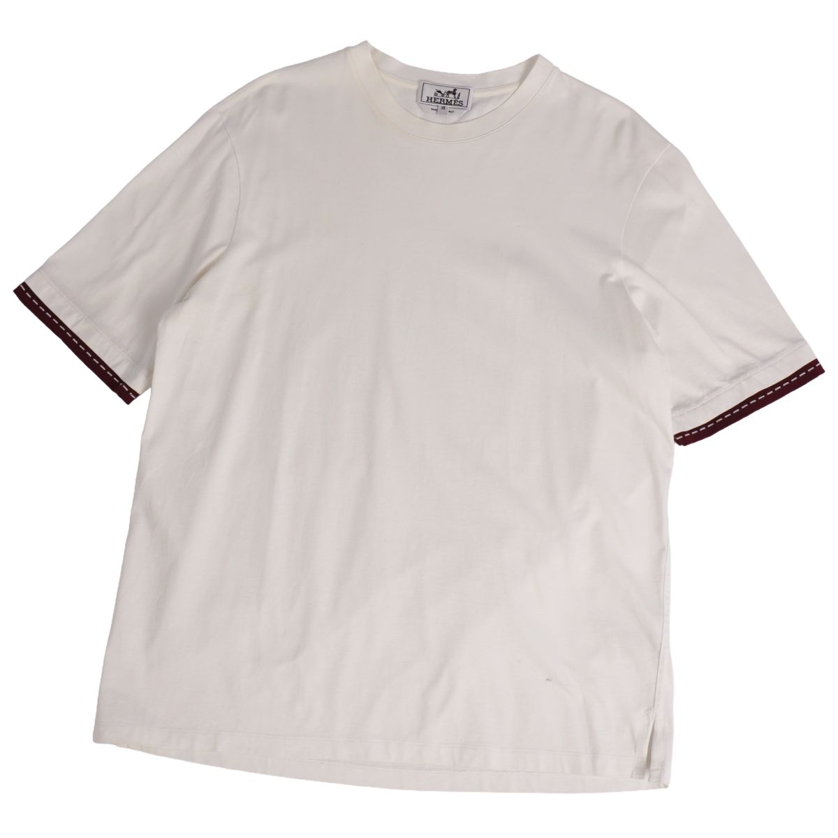 【美品】エルメス HERMES 21SS Tシャツ カットソー ショートスリーブ 半袖 イタリア製 コットン トップス メンズ XS ホワイト/ブラウン【中古】｜MODEST LORD 仙台 店