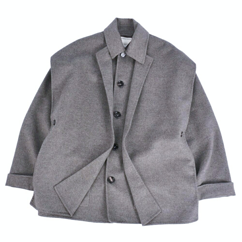 【美品】ボッテガヴェネタ BOTTEGA VENETA コート レイヤード ダブルフェイス ウール カシミヤ アウター レディース イタリア製 34(XXS相当) グレー【中古】|MODEST LORD 仙台 店