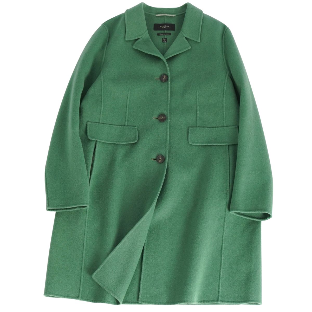 【美品】マックスマーラ Max Mara WEEKEND 厚地の外套 2020 ロング厚地の外套 cucito a mano クチートアマーノ 羊毛 アウター レディース JI48 USA14 GB16(XXL好いかげんに) 緑であること【中古】