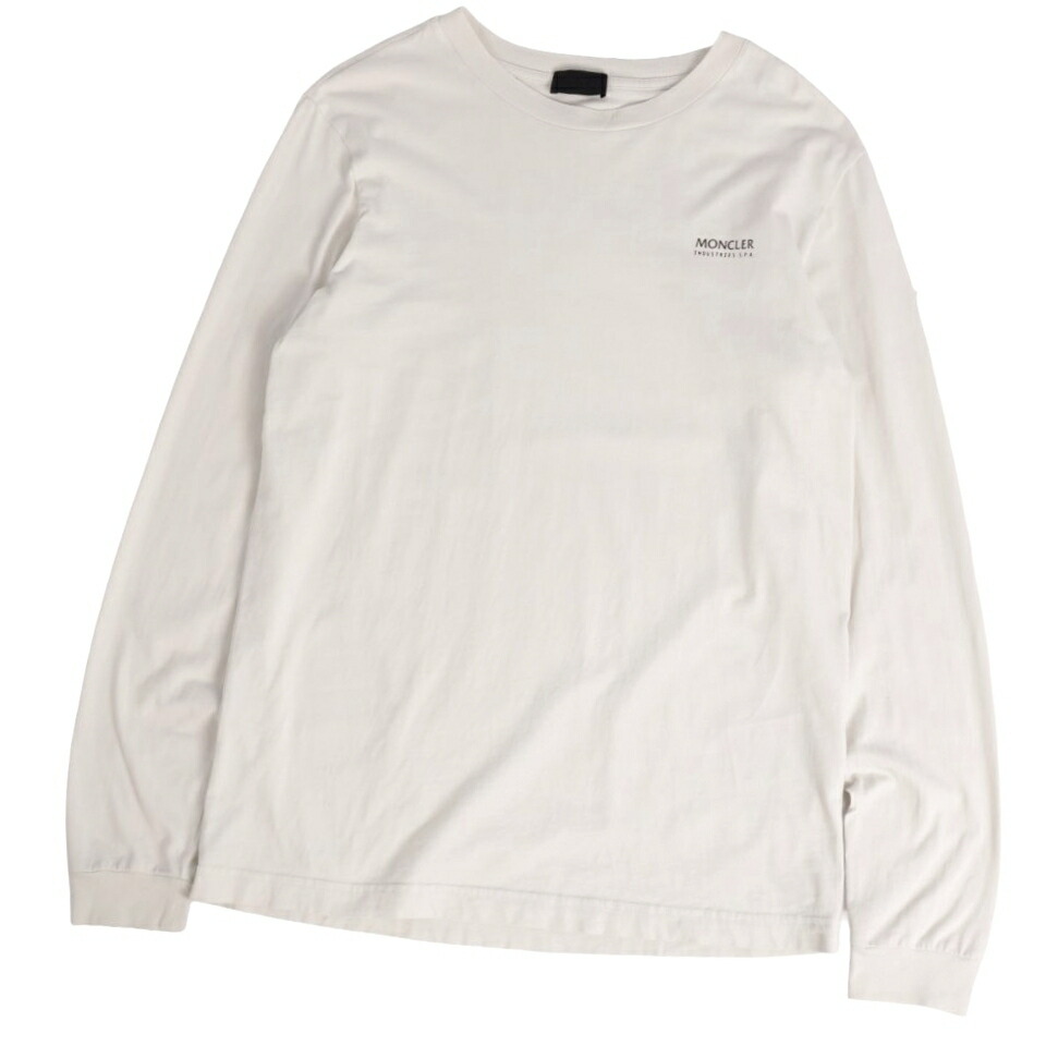 【美品】モンク軌跡 MONCLER ティーシャツ 2023 カットソー ロング衣袂 長袖 綿織物 トップス メンズ XS 象牙色【中古】