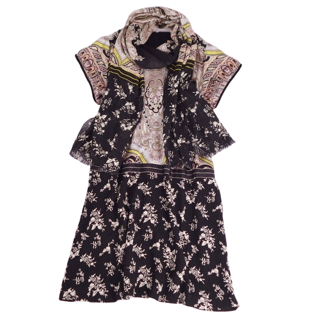 ETRO シルク100% ペイズリー柄 ノースリーブワンピース 42 XL 伊製 ETRO シルク100% ペイズリー柄 ノースリーブワンピース 42 XL 伊