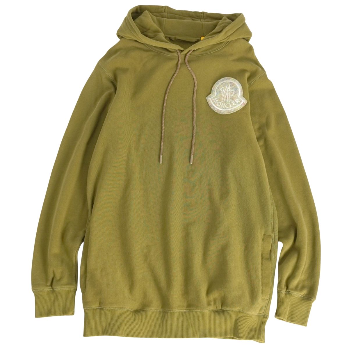 【美品】モンクレール MONCLER パーカー 2021 フーディー スウェット ロングスリーブ 長袖 コットン トップス メンズ S カーキ【中古】