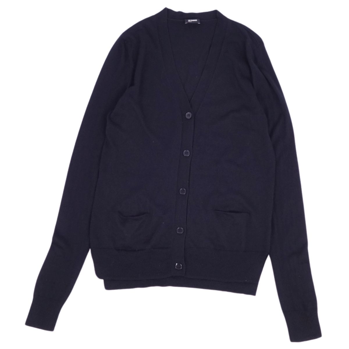 【美品】ジルサンダー JIL SANDER カーディガン ロングスリーブ 長袖 シルク カシミヤ 無地 トップス レディース S ネイビー【中古】