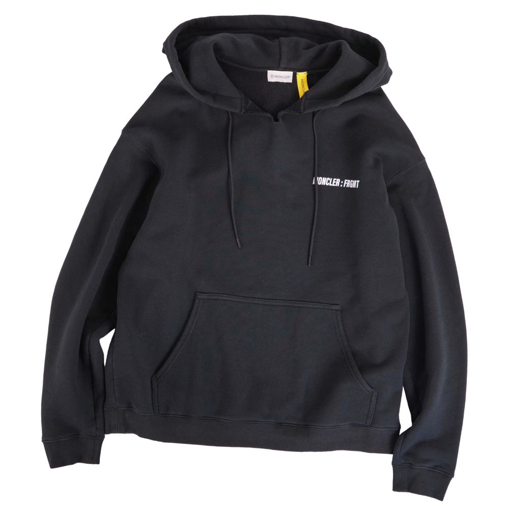 【美品】モンクレール フラグメント MONCLER FRAGMENT パーカー 2021 フーディー スウェット プルオーバー コットン トップス メンズ M ブラック【中古】