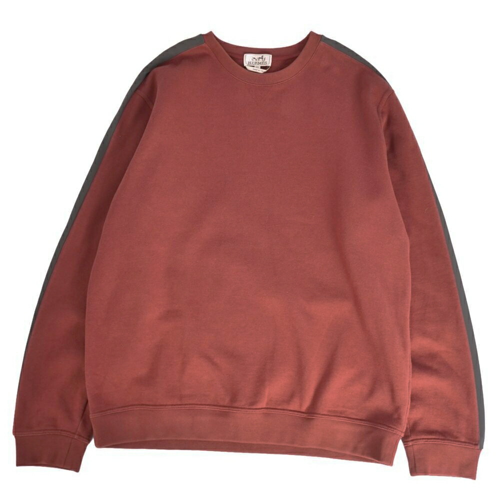 【美品】エルメス HERMES 汗水 21AW 幽客H RUN H 調教師 ロング衣袂 長袖 綿織物 トップス メンズ イタリア製 XXL ボルドーワイン【中古】