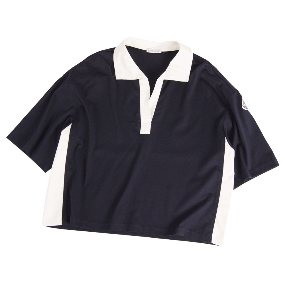 【美品】モンクレール MONCLER 2023 シャツ ポロシャツ カットソー 半袖 ショートスリーブ コットン トップス レディース XS ネイビー/ホワイト【中古】｜MODEST LORD 仙台 店
