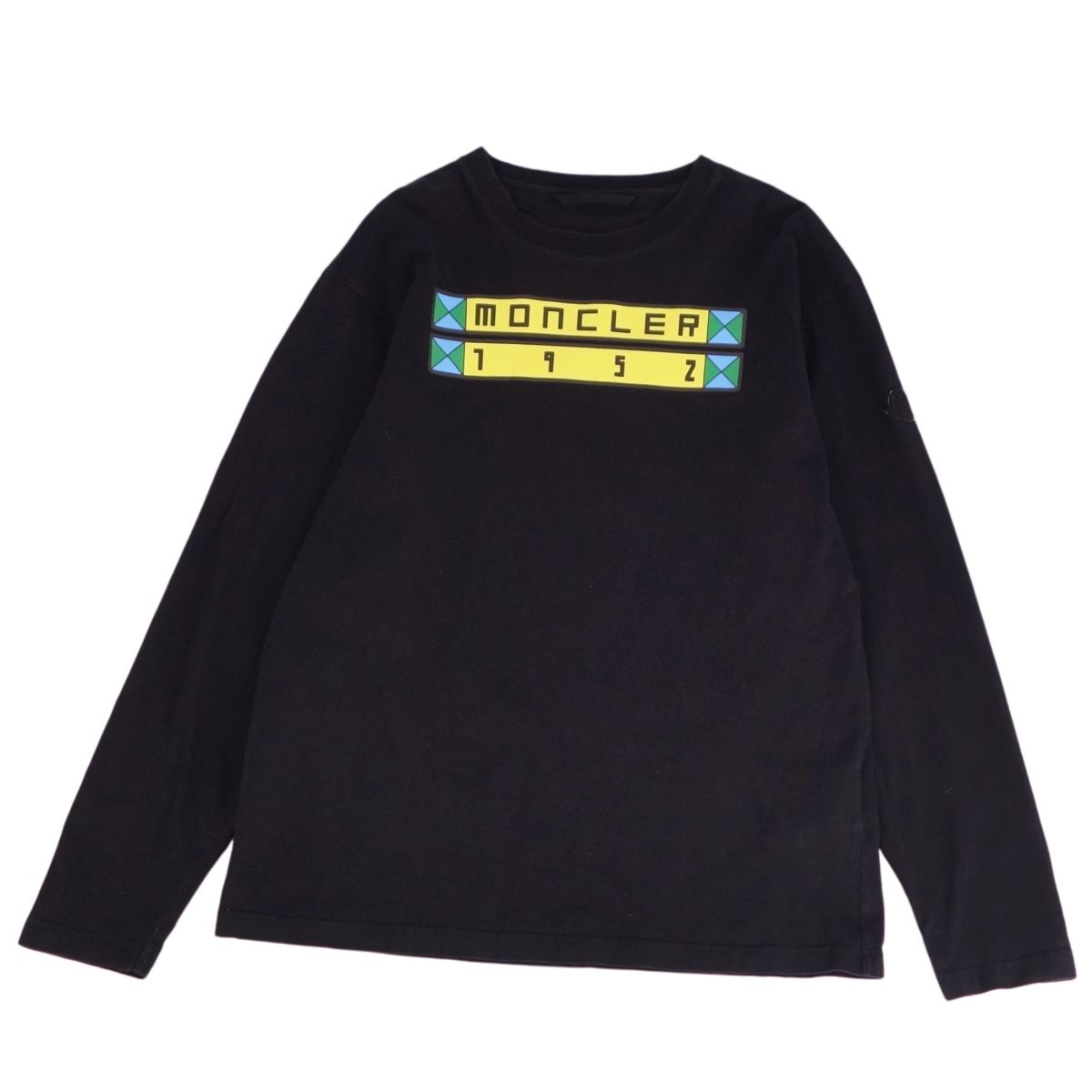 【美品】モンクレール MONCLER Tシャツ 2021 カットソー ロングスリーブ 長袖 コットン トップス メンズ L ブラック【中古】