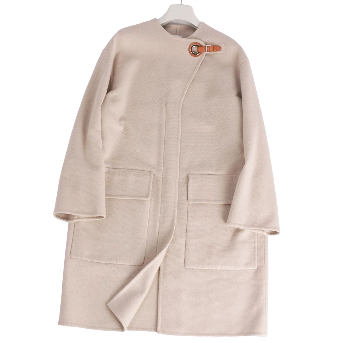 楽天市場】HERMES エルメス ショートコート ノーカラーコート ウール