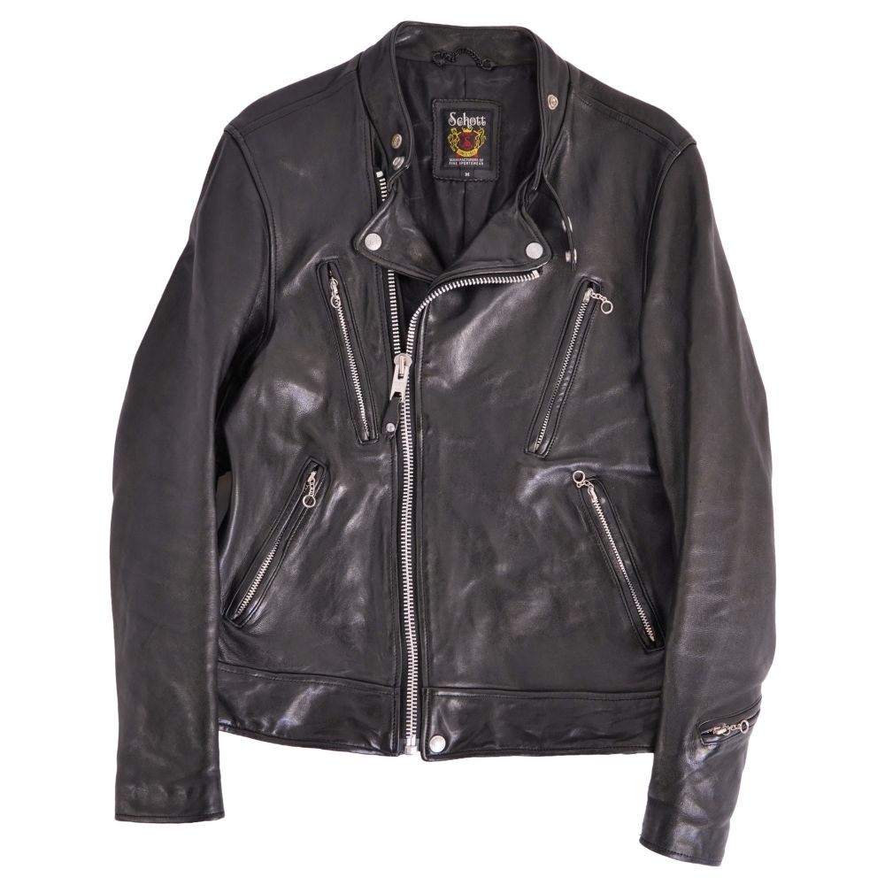 【美品】ショット Schott ジャケット レザージャケット 3171060 ライダース ラムレザー アウター メンズ M ブラック【中古】