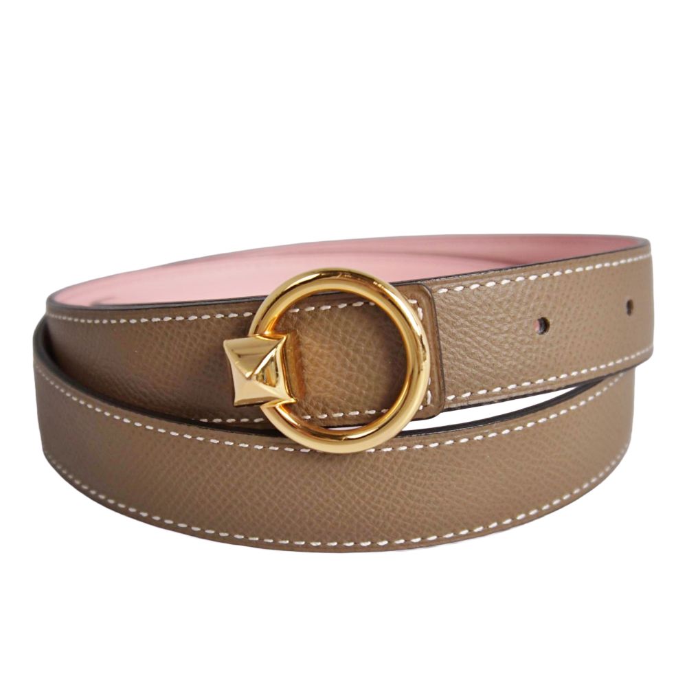 【極美品】エルメス HERMES ベルト 2019 レザーベルト メドールバックル レディース フランス製 85 グレージュ/ピンク【中古】|MODEST LORD 仙台 店