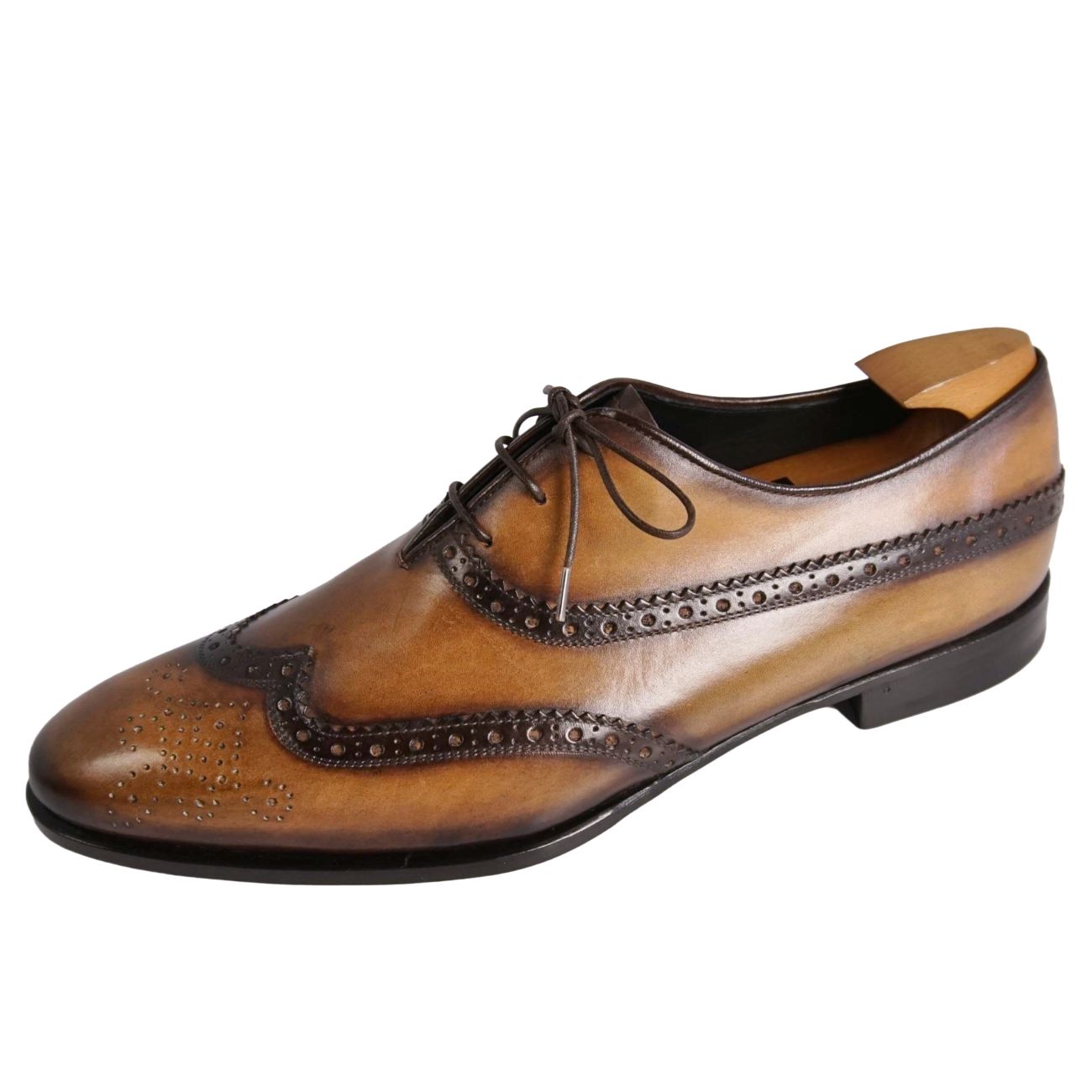 【新古品】ベルルッティ Berluti レースアップシューズ  見とおし ガレ オックスフォード 商行為シューズ メダリオン 革靴 メンズ 8.5(28珊好いかげんに) 赤銅色【中古】